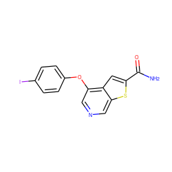 NC(=O)c1cc2c(Oc3ccc(I)cc3)cncc2s1 ZINC000013864402