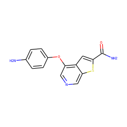 NC(=O)c1cc2c(Oc3ccc(N)cc3)cncc2s1 ZINC000013864408