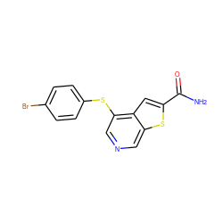 NC(=O)c1cc2c(Sc3ccc(Br)cc3)cncc2s1 ZINC000013862351