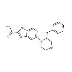 NC(=O)c1cc2cc(N3CCNC[C@H]3Cc3ccccc3)ccc2[nH]1 ZINC000043194153