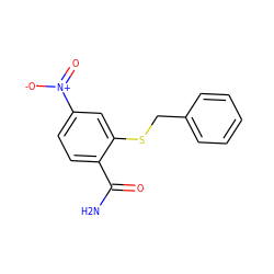 NC(=O)c1ccc([N+](=O)[O-])cc1SCc1ccccc1 ZINC000000269089