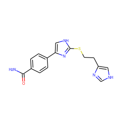 NC(=O)c1ccc(-c2c[nH]c(SCCc3c[nH]cn3)n2)cc1 ZINC000013764188