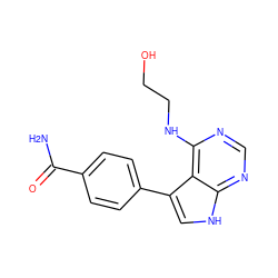 NC(=O)c1ccc(-c2c[nH]c3ncnc(NCCO)c23)cc1 ZINC000299822848