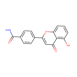 NC(=O)c1ccc(-c2cc(=O)c3c(O)cccc3o2)cc1 ZINC000096270619