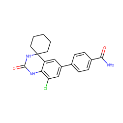 NC(=O)c1ccc(-c2cc(Cl)c3c(c2)C2(CCCCC2)NC(=O)N3)cc1 ZINC000028373968