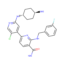 NC(=O)c1ccc(-c2cc(N[C@H]3CC[C@H](N)CC3)ncc2Cl)nc1NCc1cccc(F)c1 ZINC000261191985