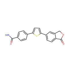 NC(=O)c1ccc(-c2ccc(-c3ccc4c(c3)COC4=O)s2)cc1 ZINC000653716017