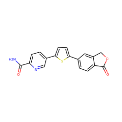 NC(=O)c1ccc(-c2ccc(-c3ccc4c(c3)COC4=O)s2)cn1 ZINC000653717498