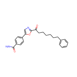 NC(=O)c1ccc(-c2cnc(C(=O)CCCCCCc3ccccc3)o2)cc1 ZINC000035259956