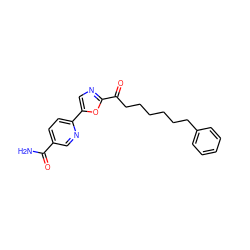 NC(=O)c1ccc(-c2cnc(C(=O)CCCCCCc3ccccc3)o2)nc1 ZINC000035259937