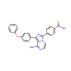 NC(=O)c1ccc(-c2nc(-c3ccc(Oc4ccccc4)cc3)c3c(N)nccn23)cc1 ZINC000096168204