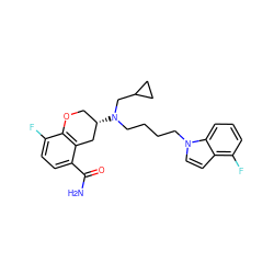 NC(=O)c1ccc(F)c2c1C[C@@H](N(CCCCn1ccc3c(F)cccc31)CC1CC1)CO2 ZINC000040943614