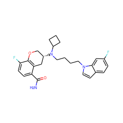 NC(=O)c1ccc(F)c2c1C[C@@H](N(CCCCn1ccc3ccc(F)cc31)C1CCC1)CO2 ZINC000040937468