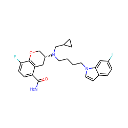 NC(=O)c1ccc(F)c2c1C[C@@H](N(CCCCn1ccc3ccc(F)cc31)CC1CC1)CO2 ZINC000040411377