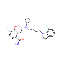 NC(=O)c1ccc(F)c2c1C[C@@H](N(CCCCn1ccc3cccc(F)c31)C1CCC1)CO2 ZINC000040939237