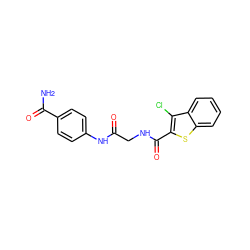 NC(=O)c1ccc(NC(=O)CNC(=O)c2sc3ccccc3c2Cl)cc1 ZINC000015498402