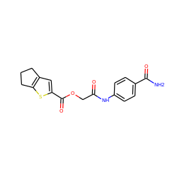 NC(=O)c1ccc(NC(=O)COC(=O)c2cc3c(s2)CCC3)cc1 ZINC000005308703