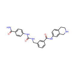 NC(=O)c1ccc(NC(=O)NCc2cccc(C(=O)Nc3ccc4c(c3)CNCC4)c2)cc1 ZINC000045373881