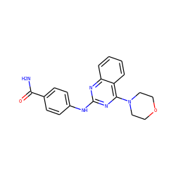 NC(=O)c1ccc(Nc2nc(N3CCOCC3)c3ccccc3n2)cc1 ZINC000041148875