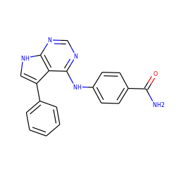 NC(=O)c1ccc(Nc2ncnc3[nH]cc(-c4ccccc4)c23)cc1 ZINC000063539742