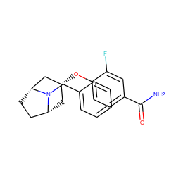 NC(=O)c1ccc(O[C@@H]2C[C@@H]3CC[C@H](C2)N3Cc2ccccc2)c(F)c1 ZINC000101363790