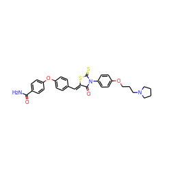 NC(=O)c1ccc(Oc2ccc(/C=C3\SC(=S)N(c4ccc(OCCCN5CCCC5)cc4)C3=O)cc2)cc1 ZINC000084688387