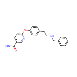 NC(=O)c1ccc(Oc2ccc(CCNCc3ccccc3)cc2)nc1 ZINC000028825014