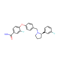 NC(=O)c1ccc(Oc2ccc(CN3CCC[C@@H]3c3cccc(F)c3)cc2)c(F)c1 ZINC000073196211