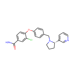 NC(=O)c1ccc(Oc2ccc(CN3CCC[C@H]3c3cccnc3)cc2)c(Cl)c1 ZINC000073196208