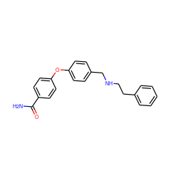 NC(=O)c1ccc(Oc2ccc(CNCCc3ccccc3)cc2)cc1 ZINC000028826400