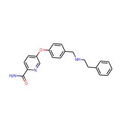 NC(=O)c1ccc(Oc2ccc(CNCCc3ccccc3)cc2)cn1 ZINC000028826401