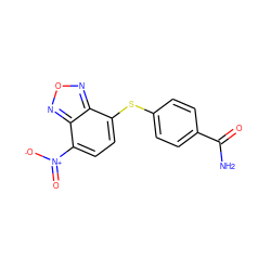 NC(=O)c1ccc(Sc2ccc([N+](=O)[O-])c3nonc23)cc1 ZINC000299829584