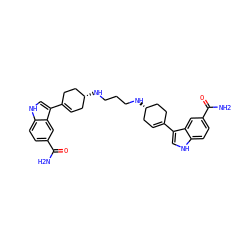 NC(=O)c1ccc2[nH]cc(C3=CC[C@@H](NCCCN[C@H]4CC=C(c5c[nH]c6ccc(C(N)=O)cc56)CC4)CC3)c2c1 ZINC000028257867