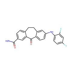 NC(=O)c1ccc2c(c1)C(=O)c1ccc(Nc3ccc(F)cc3F)cc1CC2 ZINC000095598229