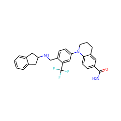 NC(=O)c1ccc2c(c1)CCCN2c1ccc(CNC2Cc3ccccc3C2)c(C(F)(F)F)c1 ZINC000066251880