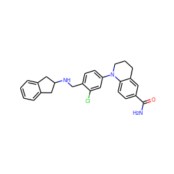 NC(=O)c1ccc2c(c1)CCCN2c1ccc(CNC2Cc3ccccc3C2)c(Cl)c1 ZINC000066251881