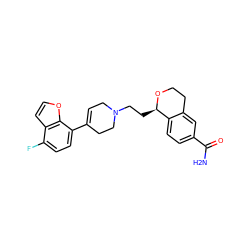 NC(=O)c1ccc2c(c1)CCO[C@@H]2CCN1CC=C(c2ccc(F)c3ccoc23)CC1 ZINC000095607271