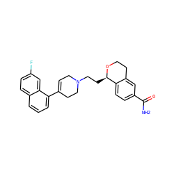 NC(=O)c1ccc2c(c1)CCO[C@@H]2CCN1CC=C(c2cccc3ccc(F)cc23)CC1 ZINC000026500538