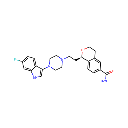 NC(=O)c1ccc2c(c1)CCO[C@@H]2CCN1CCN(c2c[nH]c3cc(F)ccc23)CC1 ZINC000026496618