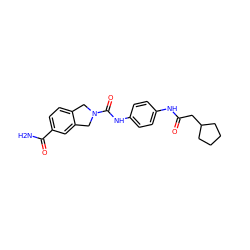 NC(=O)c1ccc2c(c1)CN(C(=O)Nc1ccc(NC(=O)CC3CCCC3)cc1)C2 ZINC000166567731