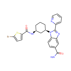 NC(=O)c1ccc2c(c1)nc(-c1ccccn1)n2[C@@H]1CCC[C@H](NC(=O)c2ccc(Br)s2)C1 ZINC000653823222