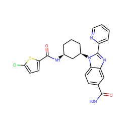 NC(=O)c1ccc2c(c1)nc(-c1ccccn1)n2[C@@H]1CCC[C@H](NC(=O)c2ccc(Cl)s2)C1 ZINC000653829321