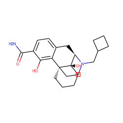 NC(=O)c1ccc2c(c1O)[C@@]13CCCC[C@@]1(O)[C@@H](C2)N(CC1CCC1)CC3 ZINC000168267132