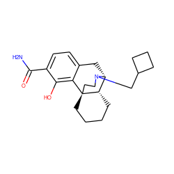 NC(=O)c1ccc2c(c1O)[C@@]13CCCC[C@H]1[C@@H](C2)N(CC1CCC1)CC3 ZINC000223038742