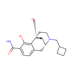 NC(=O)c1ccc2c(c1O)[C@]13CCN(CC4CCC4)[C@H](C2)[C@@H]1CC[C@@H](O)C3 ZINC000223024592