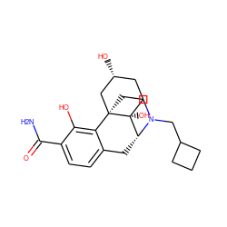 NC(=O)c1ccc2c(c1O)[C@]13CCN(CC4CCC4)[C@H](C2)[C@]1(O)CC[C@@H](O)C3 ZINC000040896777