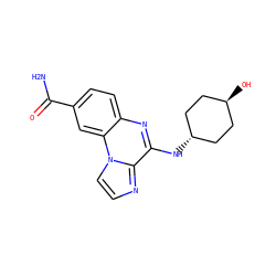 NC(=O)c1ccc2nc(N[C@H]3CC[C@H](O)CC3)c3nccn3c2c1 ZINC000299845037