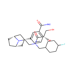 NC(=O)c1cccc([C@@H]2C[C@@H]3CC[C@H](C2)N3CCN(CC2CCC(F)CC2)C(=O)[C@@H](O)CO)c1 ZINC000117289835