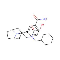 NC(=O)c1cccc([C@@H]2C[C@@H]3CC[C@H](C2)N3CCN(CC2CCCCC2)C(=O)CO)c1 ZINC000117293681