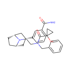 NC(=O)c1cccc([C@@H]2C[C@@H]3CC[C@H](C2)N3CCN(Cc2ccccc2)C(=O)C2(O)CC2)c1 ZINC000166822309